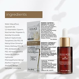 LULLAGE, Splendor, Dropper, Suero Iluminador Facial, Tratamiento Facial Anti-edad, Aclara, Revitaliza, Hidrata, con Ácido Hialurónico, Vitamina C, 30 