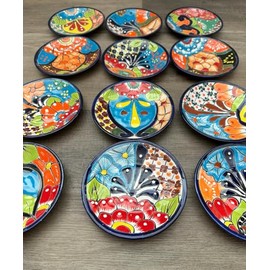 Set of 4 Talavera Appetizer Plates - 6" Hand-Painted Mexican Pottery, Vibrant Decorative Dishware, Handmade in Mexico