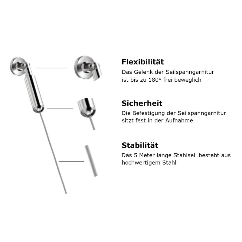 Rope Tension Set for Wall or Ceiling Mounting Length: 5