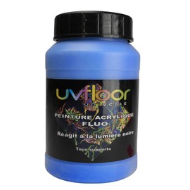 UV Floor - Acrylic Paint - Special Black Light and Ultraviolet - Bright - Flowing and Highly Pigmented - Neon Colours - Neon Blue - 250 ml
