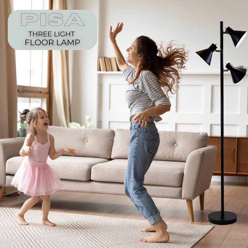 LIGHTACCENTS Black Tree Floor Lamp with 3 Adjustable Lights –