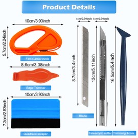 Car Vinyl Wrap Set, Window Film Tools Including Felt Press, Edge Cutter, Mini Corner Squeegee for Car Wrapping Foiling Tool