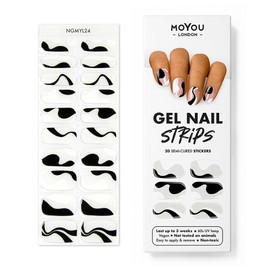 MOYOU LONDON Semi-cured UV Gel Strips - Pack of 20 - Gel Nail Foils UV Hardening for Salon Quality Manicure - Set with Nail File & Wooden Cuticle Sticks - Perfectly Imperfect