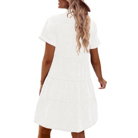 GRAPENT Bridal Shower Dresses for Guest Sun Dresses Women Summer Short Womens Fall Clothes Trendy White Cocktail Dress for Women White Dresses for Women Color Brilliant White Size Small Size 4 Size 6