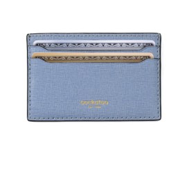 Cockatoo Saffiano Leather Card Holder - Minimalist Credit Card Wallet - Slim Front Pocket Wallet Card Case for Mens and Womens, Placid Blue, Minimalist