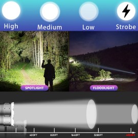 X.store 2000000LMS Super Bright Rechargeable LED Flashlight Tactical 30W Torch Lamp Zoom