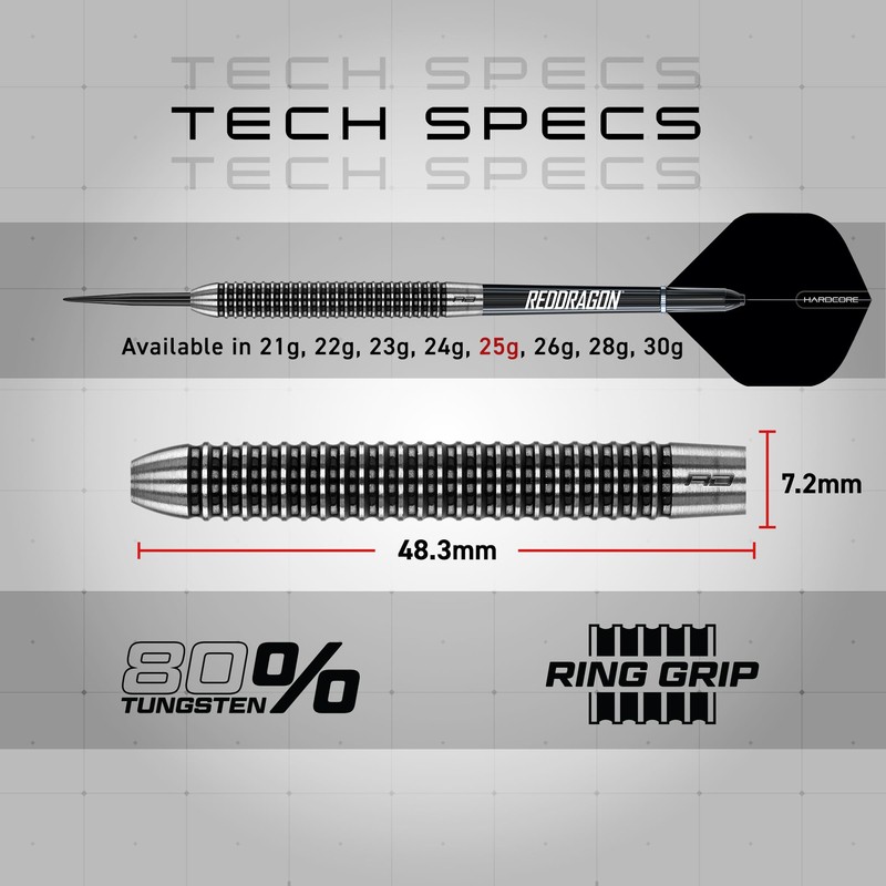 Red Dragon PEGASUS 80% TUNGSTEN STEEL DARTS SET - 25