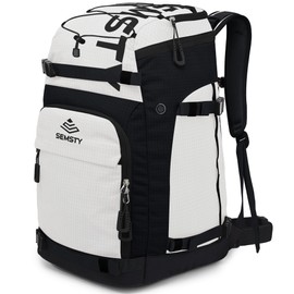 SEMSTY Ski Boot Bag, 55L Waterproof Snowboard & Ski Boots Travel Backpack for Boots, Helmet, Goggles, Gloves & Accessories