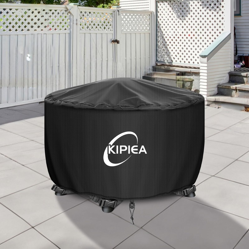 Kipiea Fire Table Covers, Waterproof Round Fire Pit Cover, Heavy