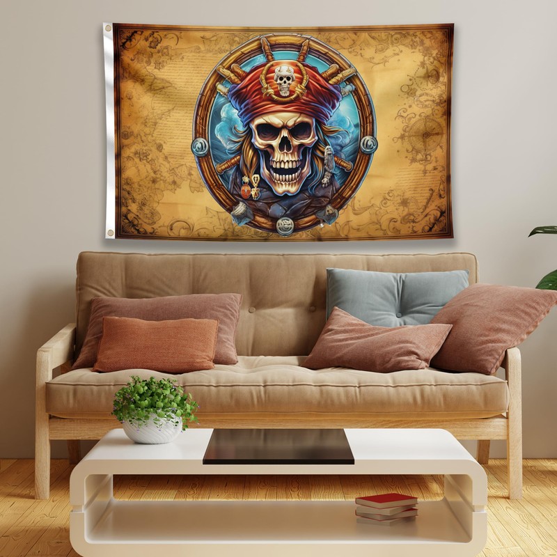 Pirate Flag – Jolly Roger Flag with Pirate Map Map