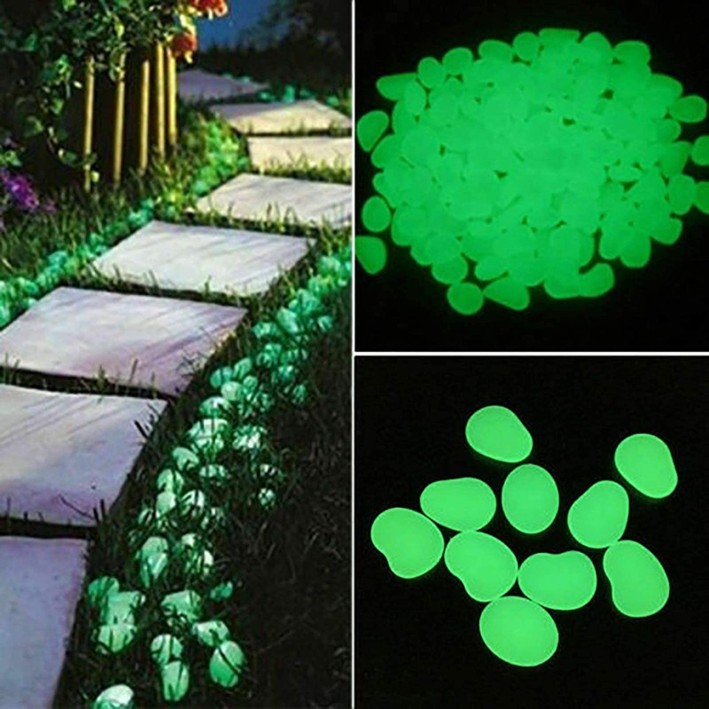 Pebble Stones 100Pcs, Luminous Cobblestones Glowing in Dark Glow Pebble
