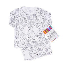 Color Your Own Toddler Pajamas – Mermaid Pajamas with Fabric Markers – PJ Set You Can Color –DIY Kit Perfect for Pajama Party (US, Age, 3 Years, Regular, Mermaid)