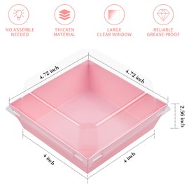 Ocmoiy Ocmoiy 50 Pack Small Charcuterie Boxes with Clear Lids 4x4 Inch, To Go Disposable Paper Food Containers Bakery Treat Boxes for Desserts, Cake Slice, Cookies, Strawberries (Pink, 50)