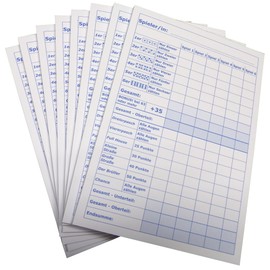 Score pad for Dice Game, 50 Sheets Printed in Blue DIN A5, 50 Sheets of Quality Offset Paper 80 g/m² (22671) (English language not guaranteed)