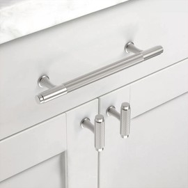 Asidrama 10 Pack 5 Inch(128mm) Knurled Brushed Satin Nickel Kitchen Cabinet Handles, Cabinet Pulls Kitchen Cabinet Hardware Cupboard Drawer Pulls