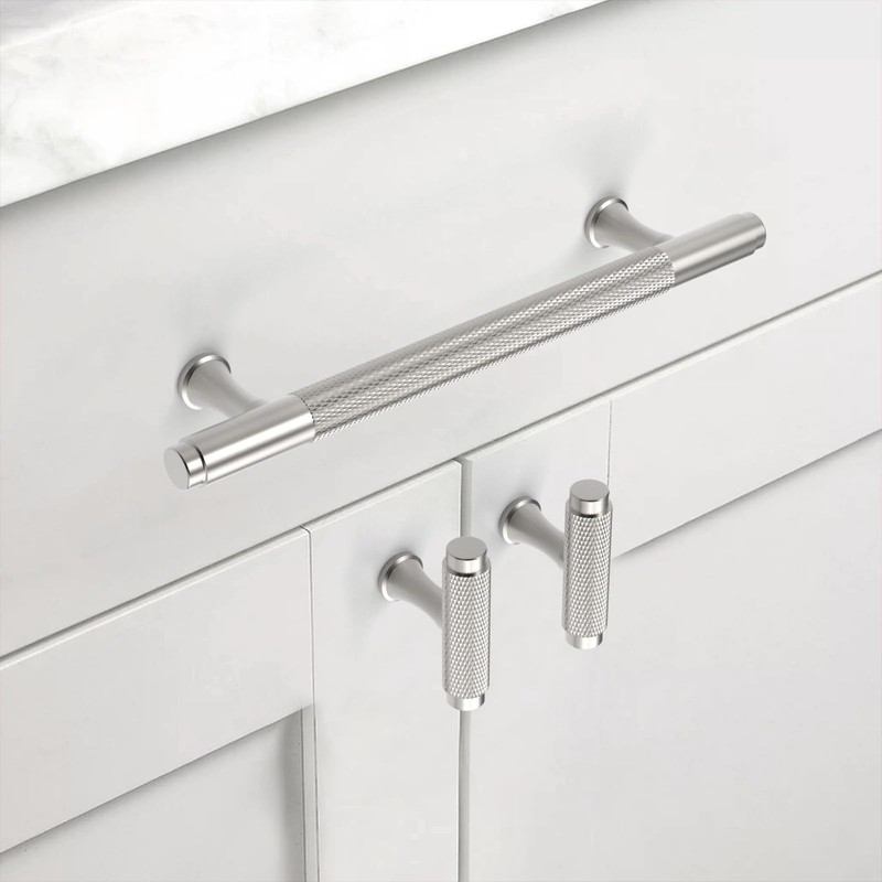 Asidrama 10 Pack 5 Inch(128mm) Knurled Brushed Satin Nickel Kitchen