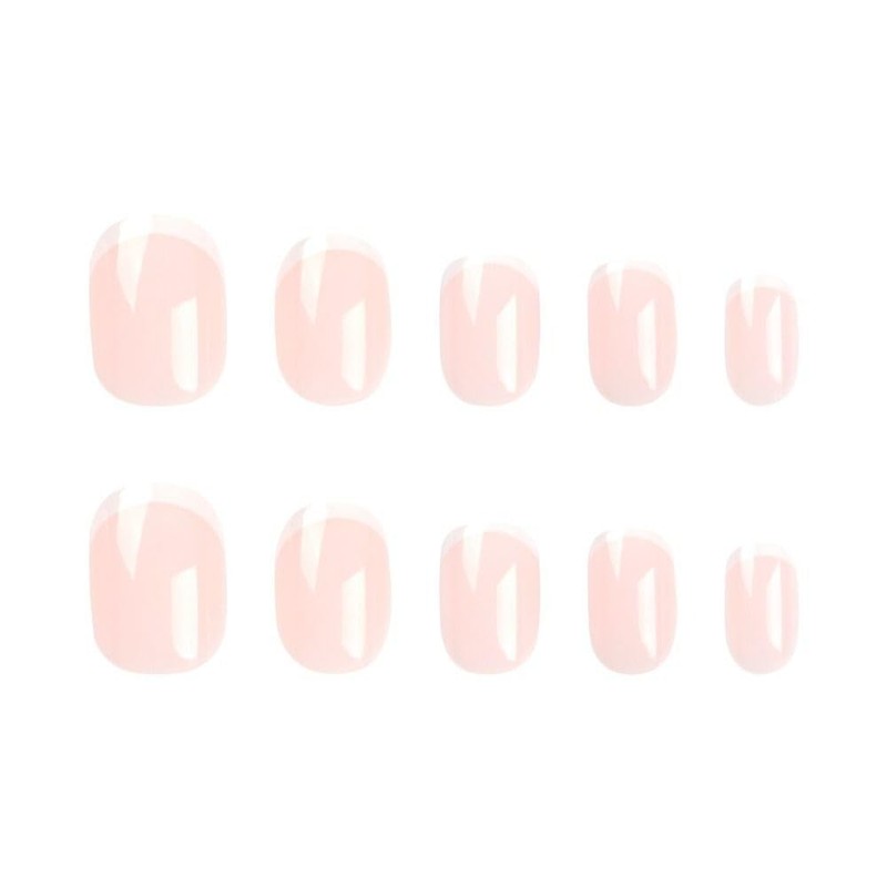 24pcs Short Round False Nails French White Edge Full Coverage