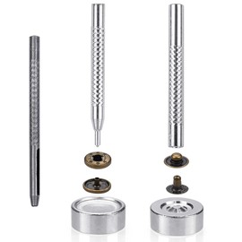 Set of 50 Press Studs, Metal Snaps Buttons with Different Sizes 10/12/15/17 mm, 9 Fixing Tools & Storage Box Clothing Snaps Button for Leather Craft Wallet Handbag Jeans