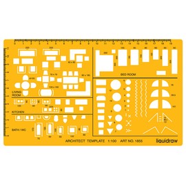 Liquidraw 1:100 Scale Architectural Scale Ruler Drawing Template Stencil Architect Technical Drafting Supplies, Architecture Furniture Design Symbols for House Interior Floor Plan