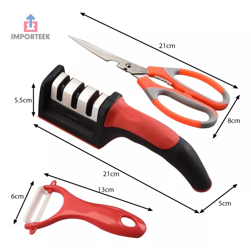 Importeek Kit Afilador Cuchillos Tijeras Pelador Utensilios Cocina