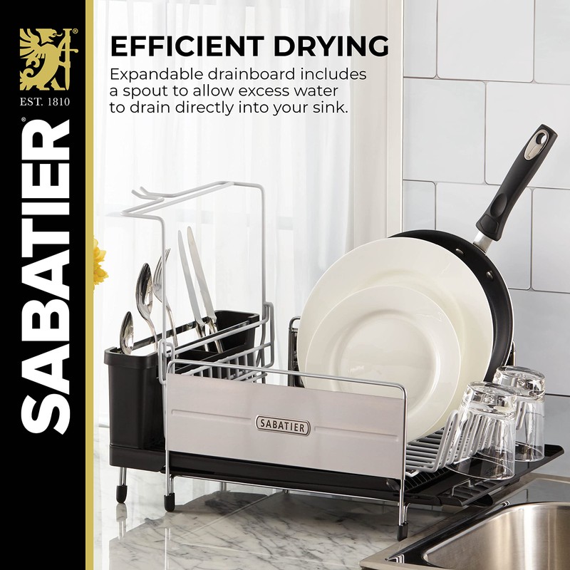 Sabatier Expandable Stainless Steel Dish Rack with Rust-Resistant Soft Coated