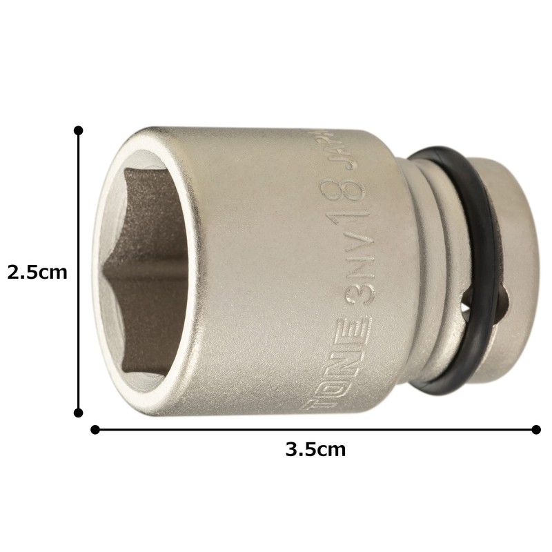 TONE Impact Socket 3NV-18 Insertion Angle 0.3 inch (9.5 mm)