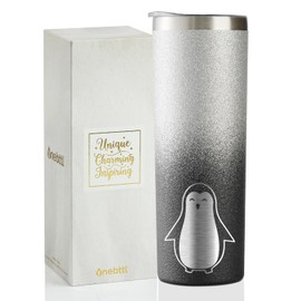 Onebttl Penguin Gifts for Women Teens, Penguin Tumbler for Penguin Lovers on Birthday, Mother's Day, Cute 20 oz Insulated Stainless Steel Tumbler with Lid and Straw - Glitter