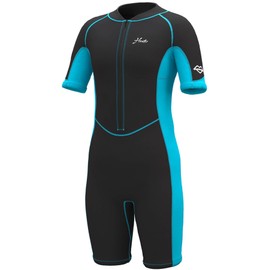 Hevto Kids Wetsuit Shorty for Boys Girls Youth Child Size 14 Year 2mm Neoprene Front Zip Wet Suit in Cold Water Thermal for Swimming Surfing (K1S-Blue, 14)