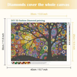 MXJSUA DIY 5D Diamond Painting by Number Kits Full Drill Diamond Painting Kits for Adults Full Diamond Painting Kit Rhinestone Diamond Arts Craft for Home Wall Decor Geometric Colored Tree 30x40cm