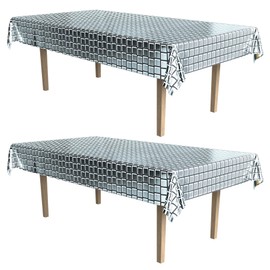 Beistle 2 Piece Plastic Disco Ball Tablecovers, 54” x 108” - 1970’s Retro 70's Theme Party Supplies