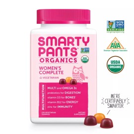 SmartyPants Organic Women's Complete Multivitamin Gummies, 120 Count