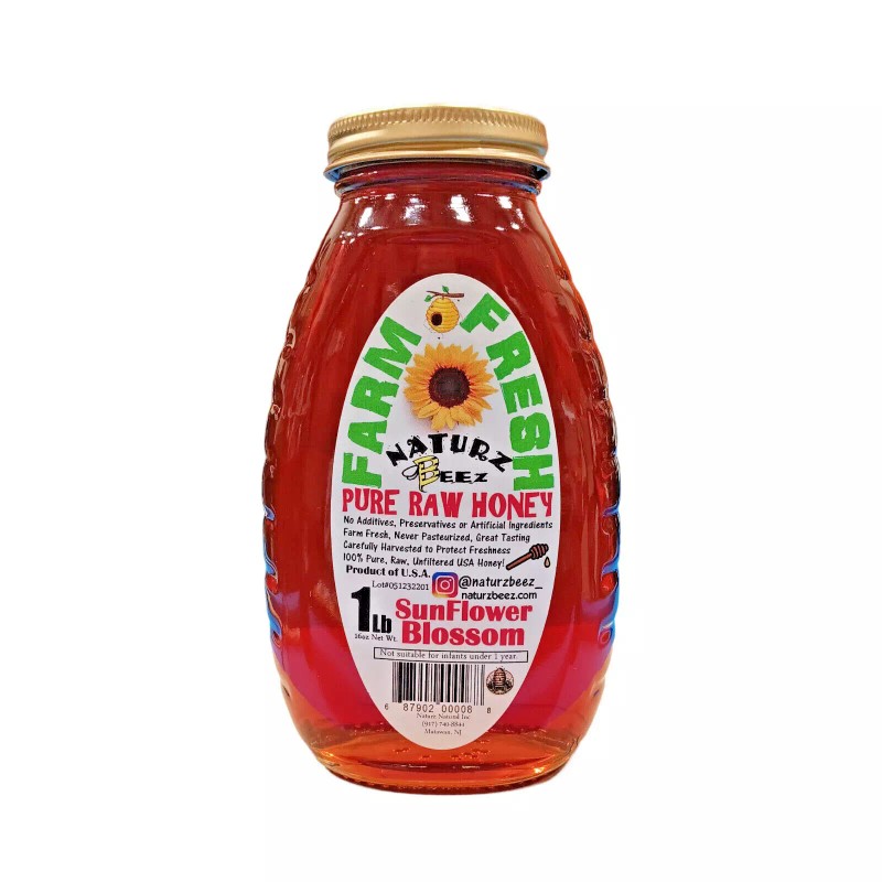 NATURZ BEEZ RAW HONEY SUNFLOWER 1Lb 454g 100% PURE RAW