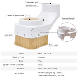 Daedalus NL330 - zapato de polvo CNC, 80 mm, color blanco