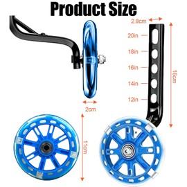 Stabilisers, bicycle stabilisers, stabilisers, children's bicycle, luminous, auxiliary wheels for children with adjustable safety stabilisers