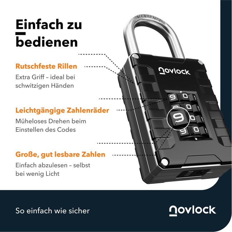 Padlock with Combination Code - 4 Digit Combination Lock for