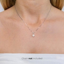 Lucchetta - Pearl Pendant Gold - 18 Carat (750) Yellow Gold or White Gold - Pearl Pendant for Women's Gold Chain - Natural Freshwater Pearls Round White 7 mm, Oro bianco