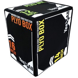Yes4All 3-in-1 Soft-Padded Plyo Box With Wooden, Non-Slip Multi-Use Cushioned Plyometric Jump Box with Vinyl Cover for Jumping, Conditioning, Strength Training - 16x14x12 Inches