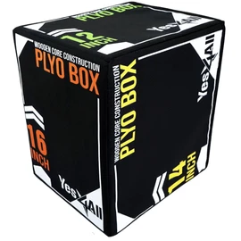 Yes4All 3-in-1 Soft-Padded Plyo Box With Wooden, Non-Slip Multi-Use Cushioned Plyometric Jump Box with Vinyl Cover for Jumping, Conditioning, Strength Training - 16x14x12 Inches