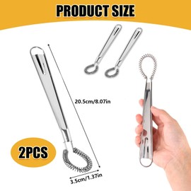 Mini Whisk 2PCS Stainless Steel Whisk, Small Whisk and Hand Whisk Manual, Spring Coil Wire Whisk Blender, for Kitchen Coffee Sauce Milk Cooking Baking Beating Kitchen Baking Egg Whisk Tool