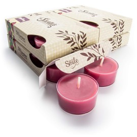 Mulberry Premium Tealight Candles Bulk Pack - Highly Scented with Essential Oils - 24 Dark Red Tea Lights - Beautiful Candlelight - Made in The USA - Christmas & Holiday Collection
