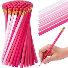 TecUnite 120 Pcs HB Unsharpened Pencils with Eraser Wooden Hexagonal Pencils for Adults Gifts for Exams Office Sketching(Pink Series, Gold,Simple)