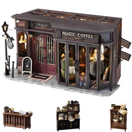 Roroom DIY Miniature and Furniture Dollhouse Kit,Mini 3D Wooden Doll House Craft Model,Creative Room Idea for Valentine's Day Birthday Gift(F041-Dust Cover)