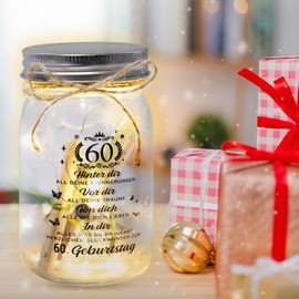 DAWRIS 60th Birthday Woman Man LED Bottle Light Birthday, 60th Money Gifts Birthday Packaging, 60th Birthday Gift Night Light Gifts Decoration, Cool Gift Ideas for 60th Birthday Table Decoration