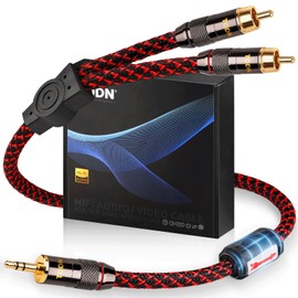 TODN 3.5mm to RCA Audio Cable for Audiophile with 4-Core OFC, Shielded RCA to AUX Cable for Smartphone/Tablets to Speaker/Amps/Stereos (6.5ft/2m)