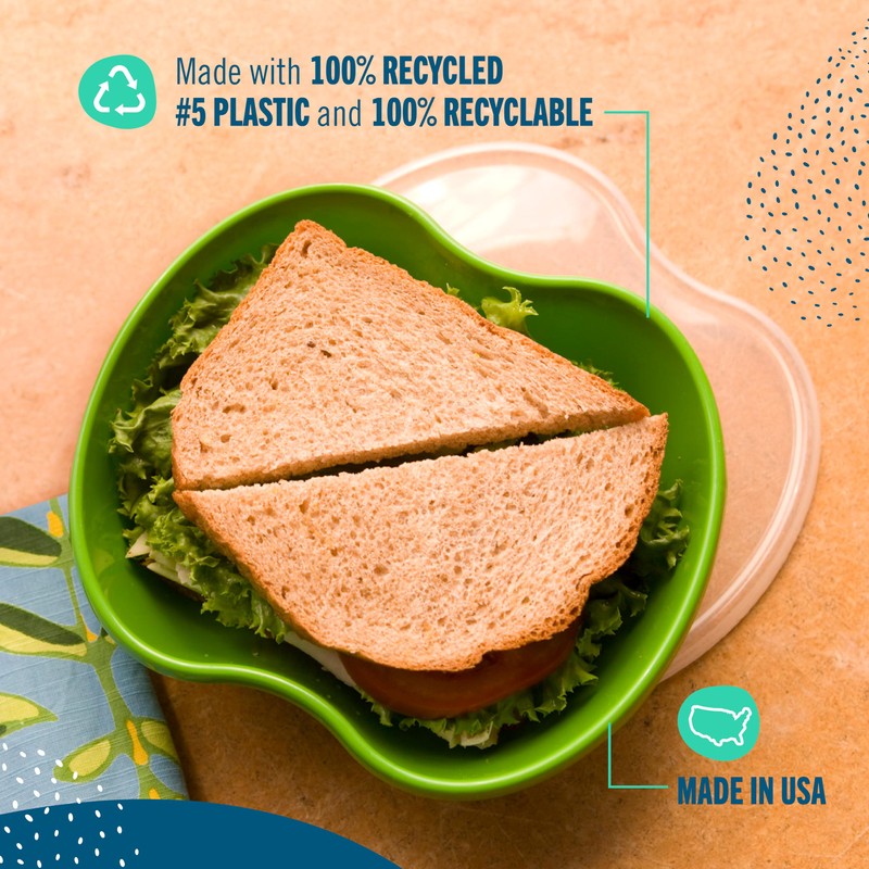 Preserve Food Storage Sandwich Container, Poppy Red, 25 oz., Set