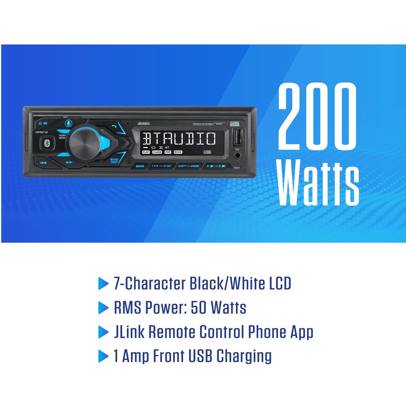 JENSEN MPR210 7 Character LCD Single DIN Car Stereo Radio