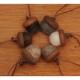 Felted Wool Acorns or Acorn Ornaments, Natural colors
