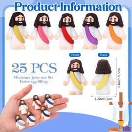 Bememo 25 Pcs Little Jesus Figures Original Design Mini Rubber Jesus Toys to Hide and Seek Religious Party Favors Sunday School Baptism Gifts(Bright Colors)