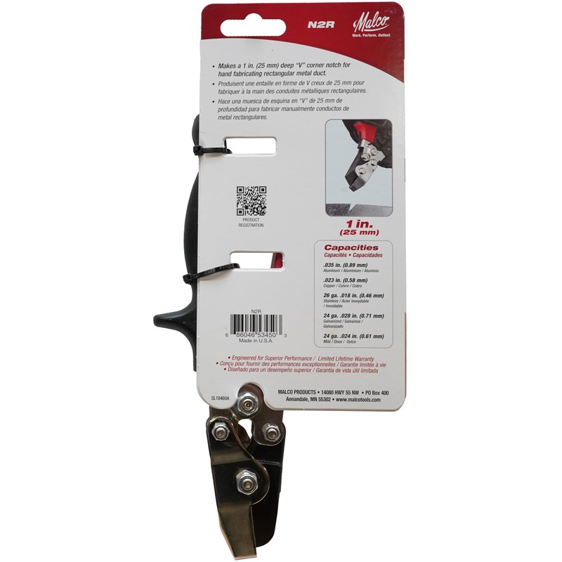 Malco N2R Hand Notcher with 1-Inch Deep V-Notch | Professional