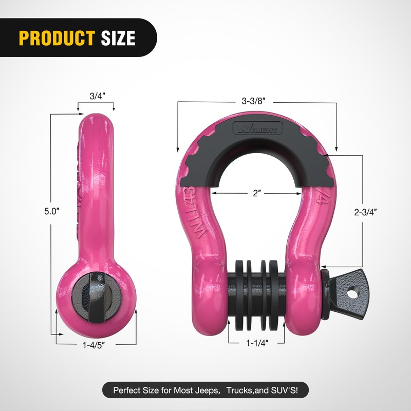 Nilight Nilight 2 Pack 3/4" D-Ring Shackle with 7/8" Screw
